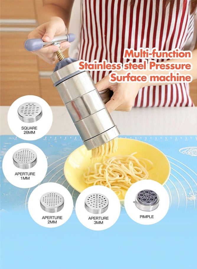 SHABILI Manual Stainless Steel Noodles Press Noodle Maker for Home Kitchen Use, Durable Hand Wringing Pasta Machine with Multiple Moulds, Manual Noodles Press Manual Press Pasta Machine Tool - Image 2